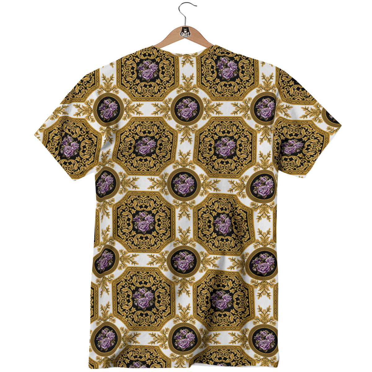 Western Damask Ornamental Print T-Shirt-grizzshop