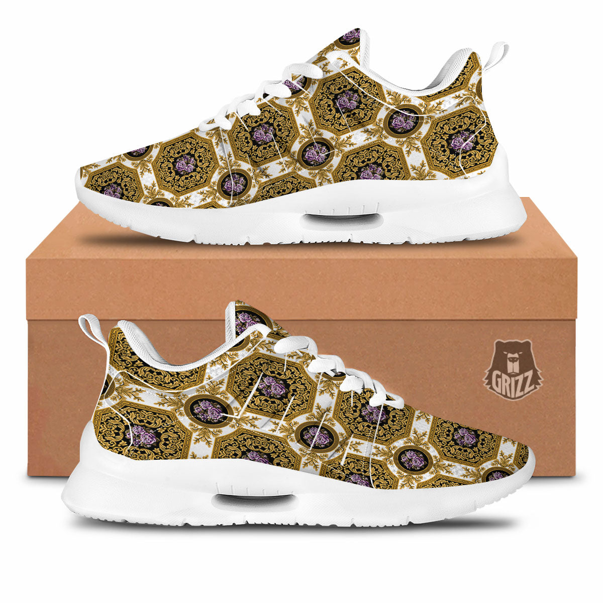 Western Damask Ornamental Print Tennis Shoes-grizzshop