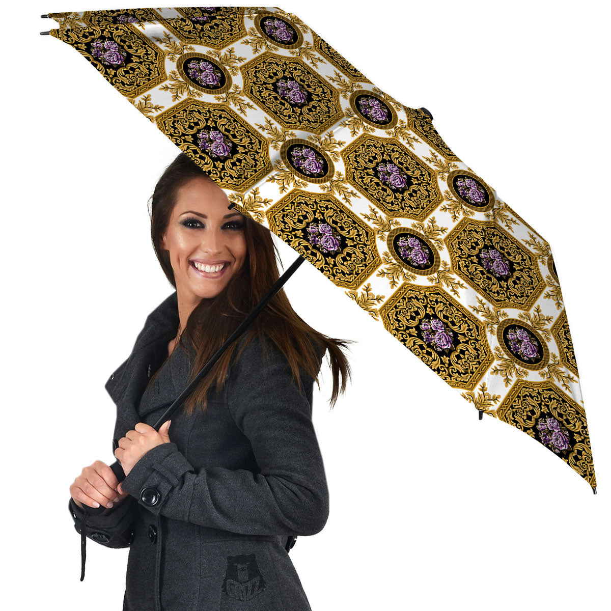 Western Damask Ornamental Print Umbrella-grizzshop