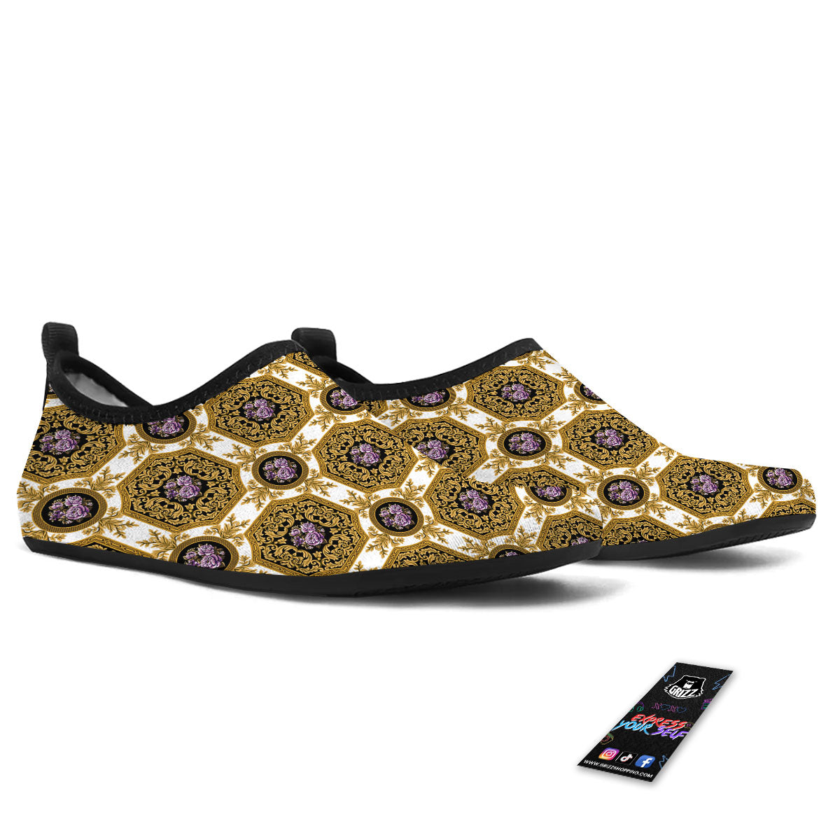 Western Damask Ornamental Print Water Shoes-grizzshop