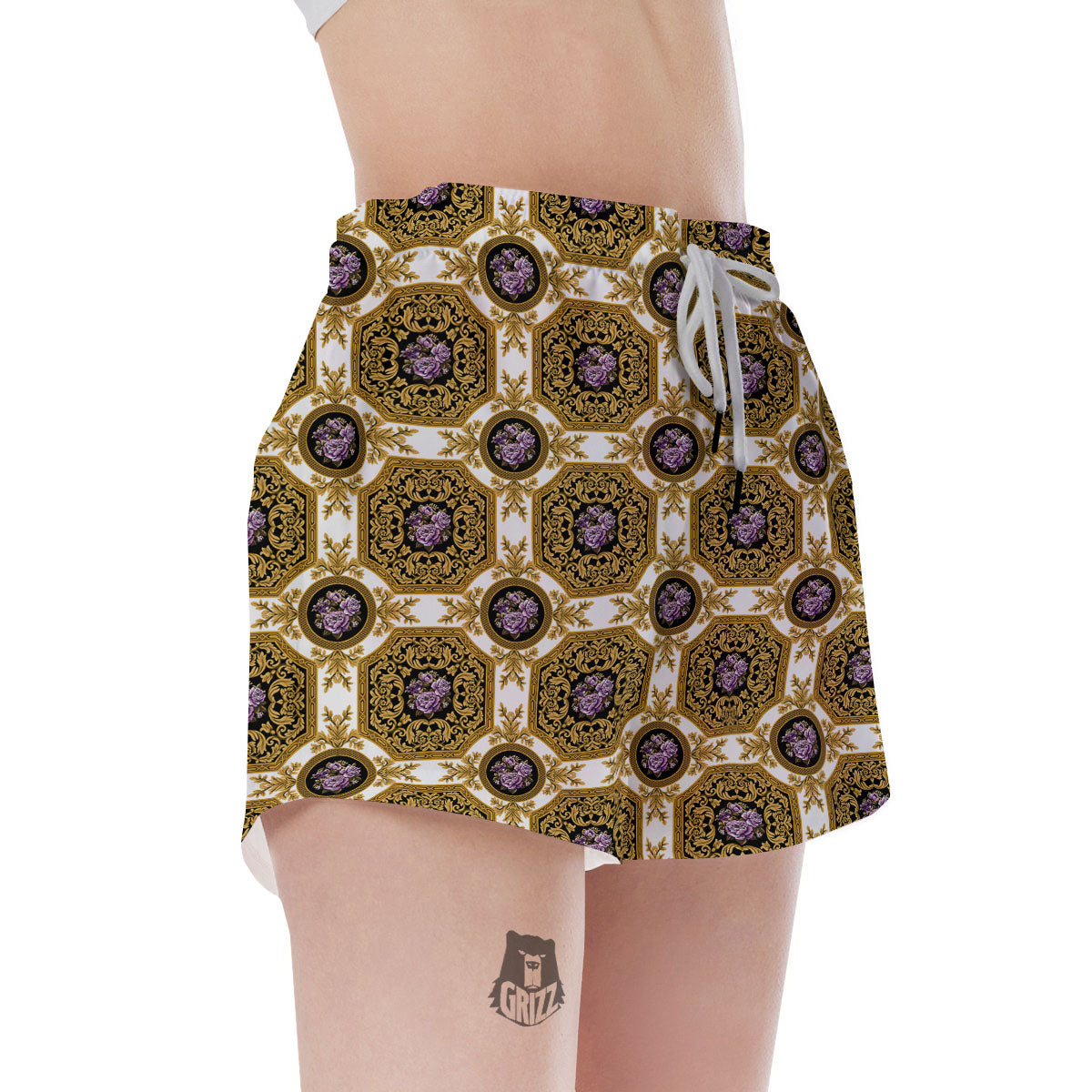 Western Damask Ornamental Print Women's Shorts-grizzshop