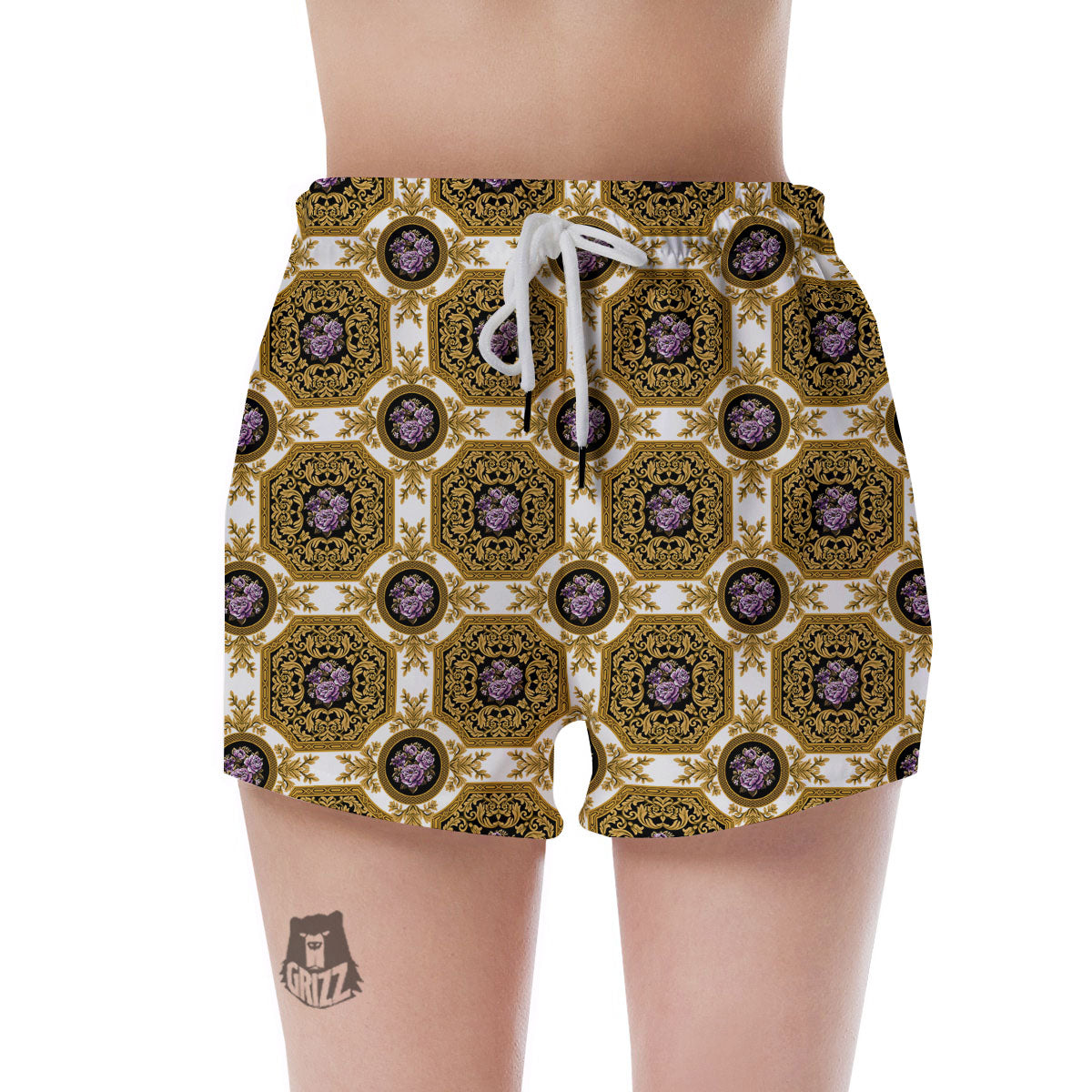 Western Damask Ornamental Print Women's Shorts-grizzshop