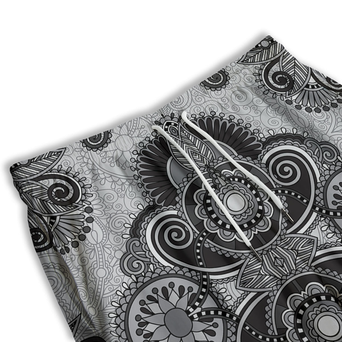 Western Floral Grey And Black Print Men's Athletic Shorts