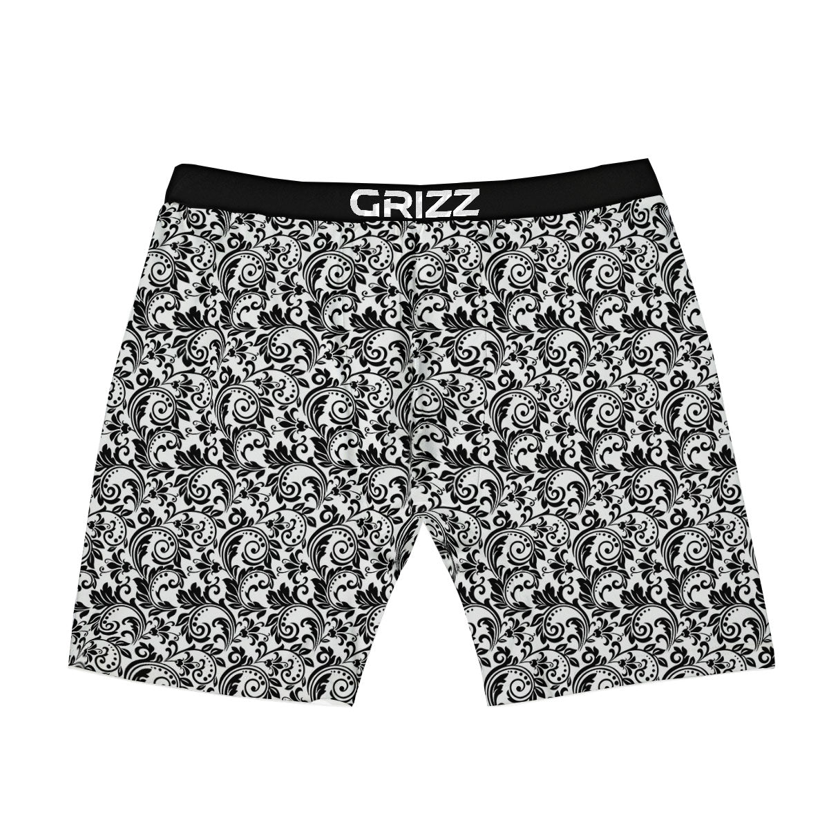 Western Flower White And Black Print Boxer Briefs-grizzshop