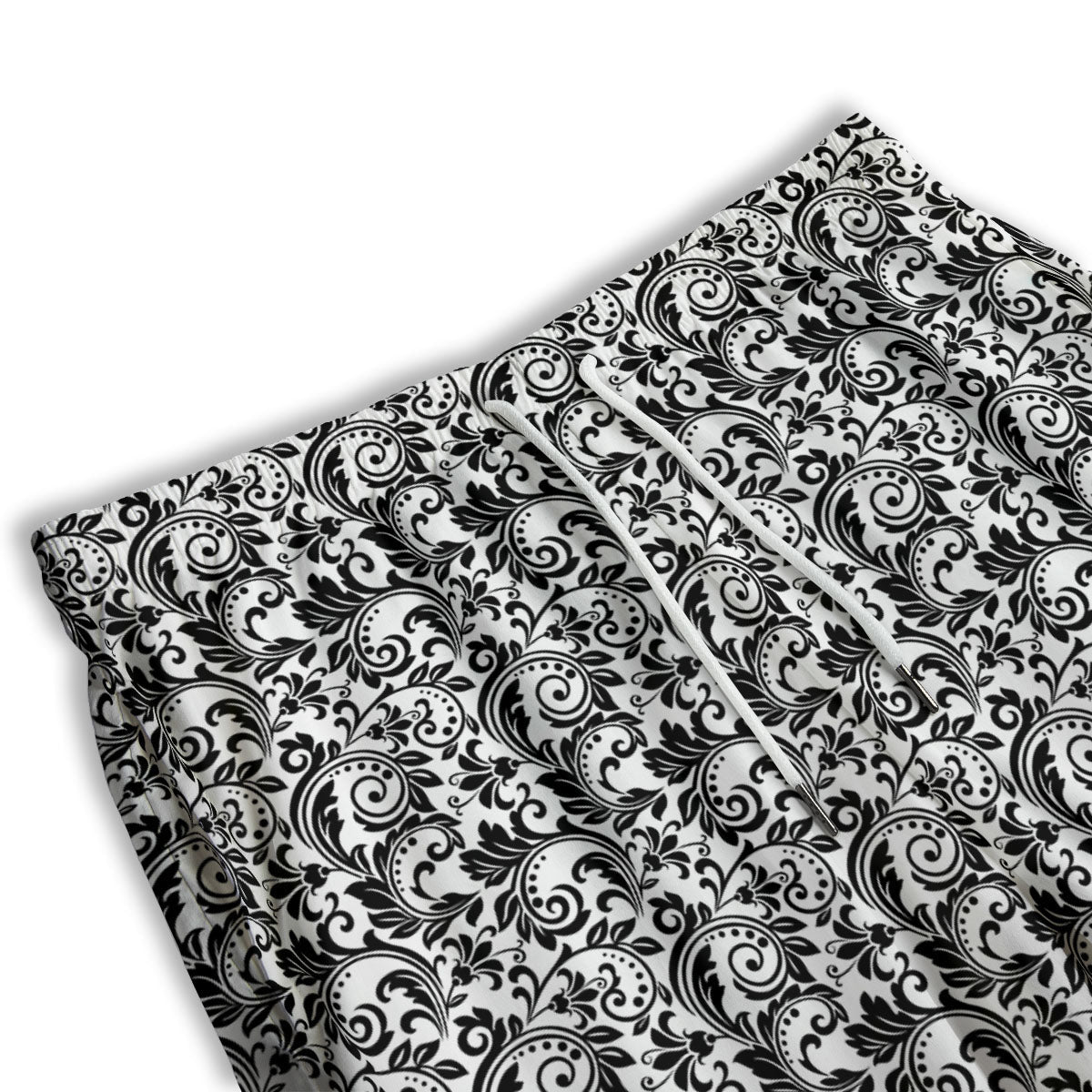 Western Flower White And Black Print Men's Athletic Shorts-grizzshop