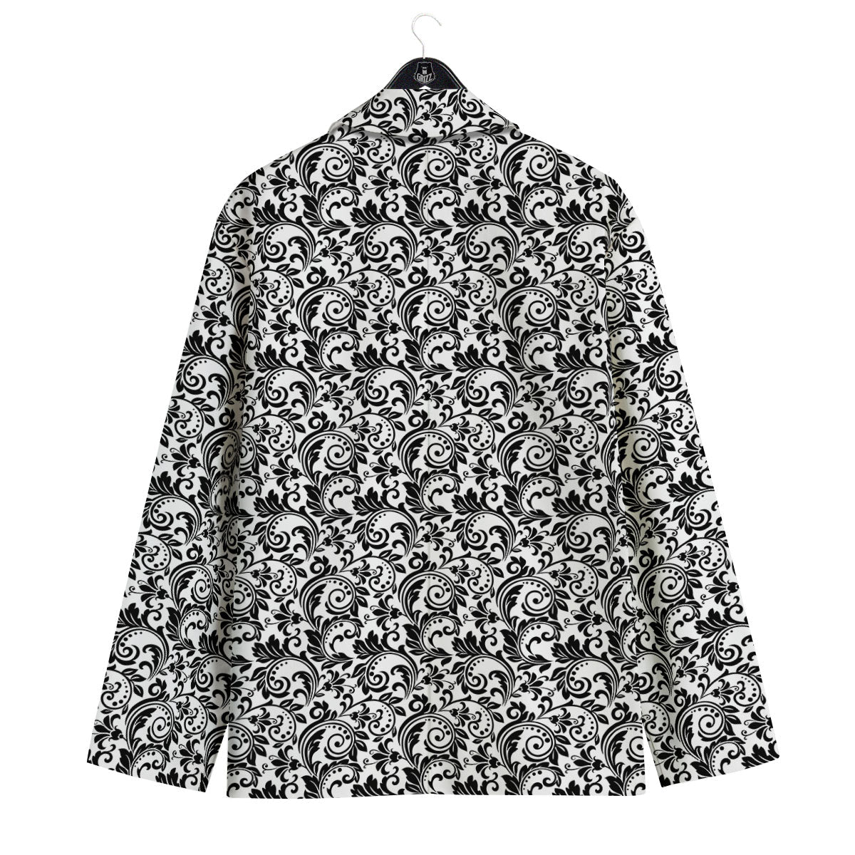 Western Flower White And Black Print Men's Sport Coat-grizzshop