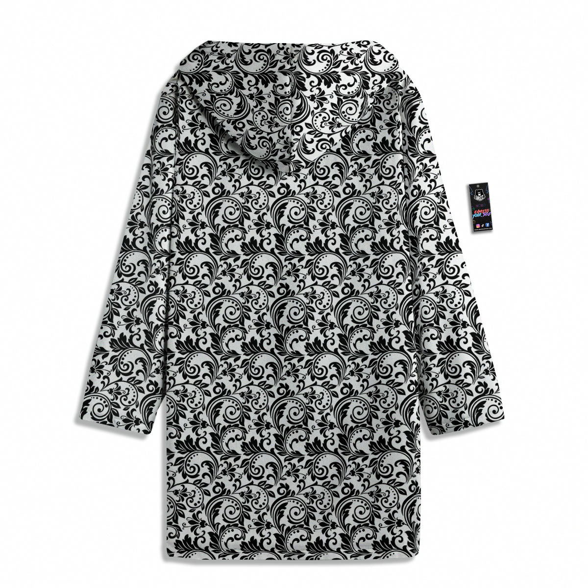 Western Flower White And Black Print Men's Windbreaker Jacket-grizzshop