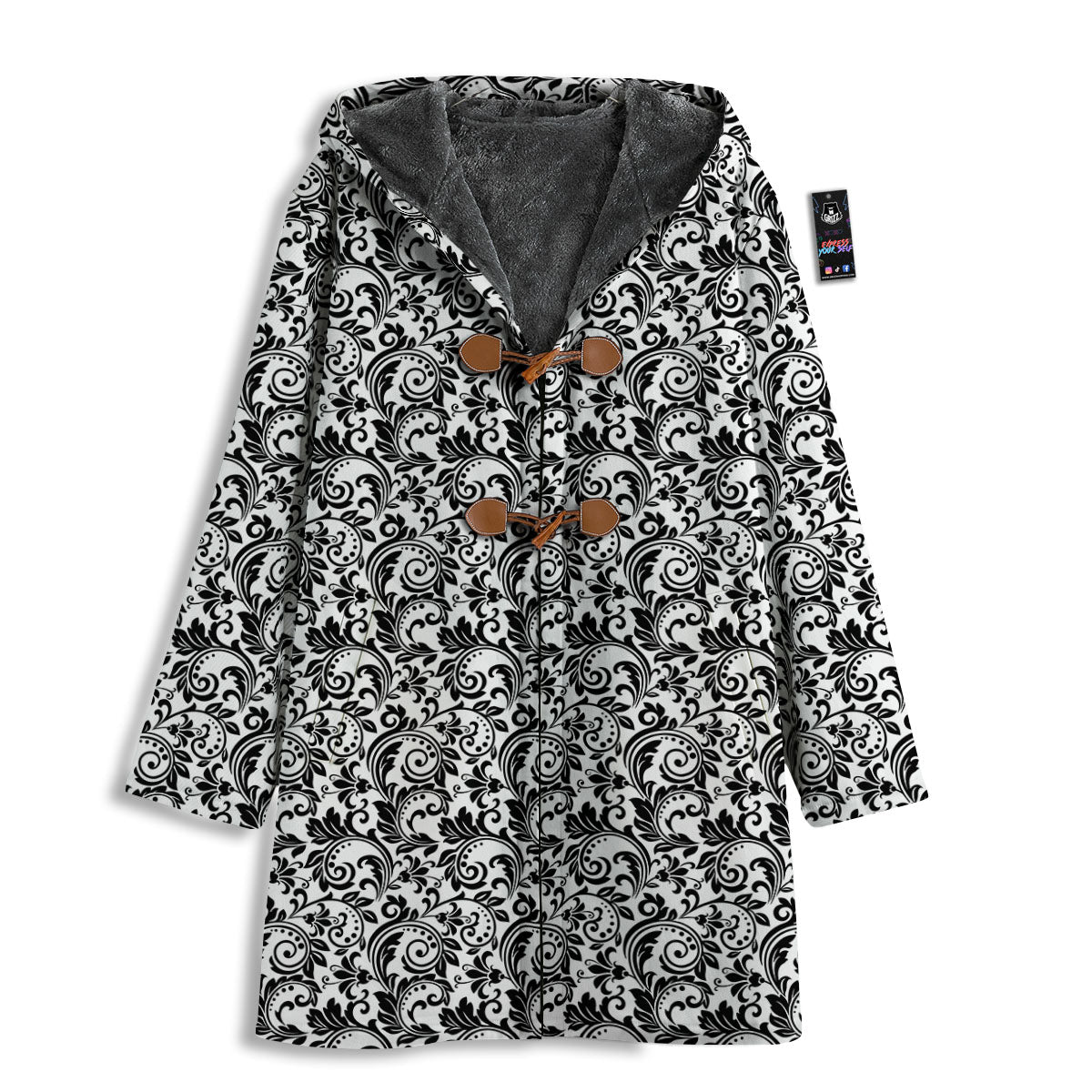 Western Flower White And Black Print Men's Windbreaker Jacket-grizzshop