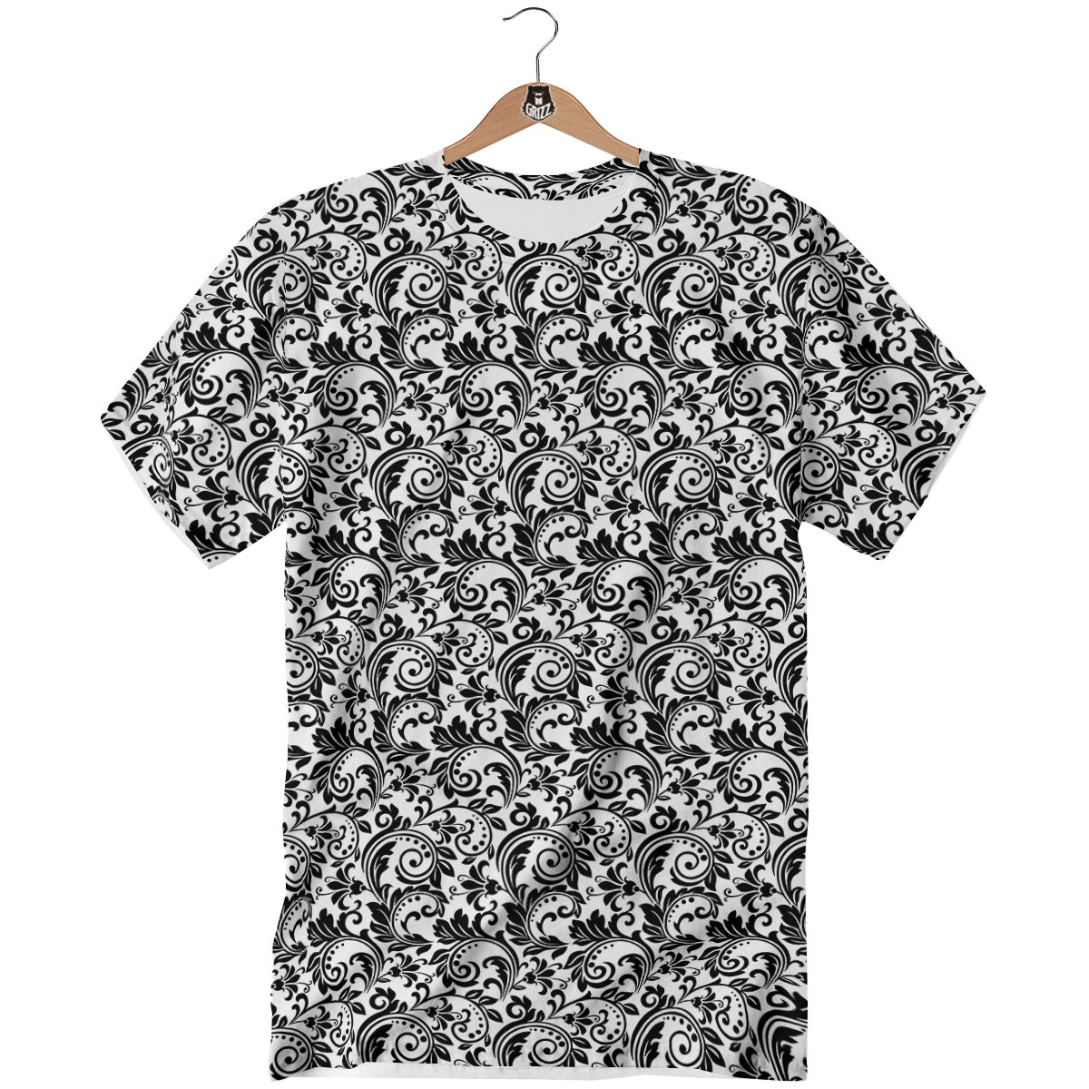 Western Flower White And Black Print T-Shirt-grizzshop