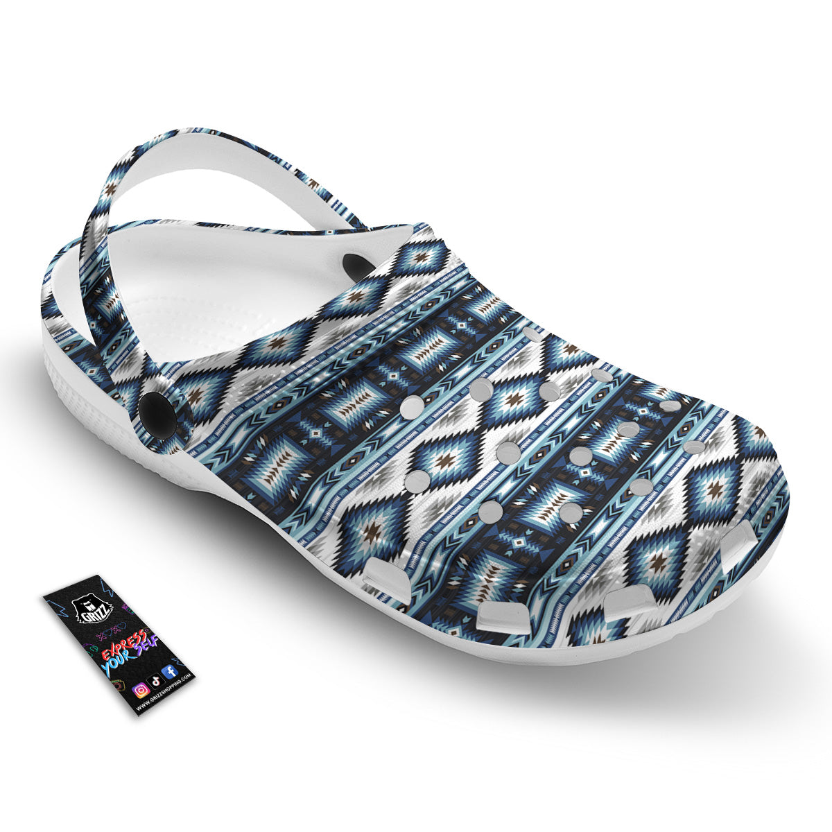 Western Navajo Blue Native Print Clog-grizzshop