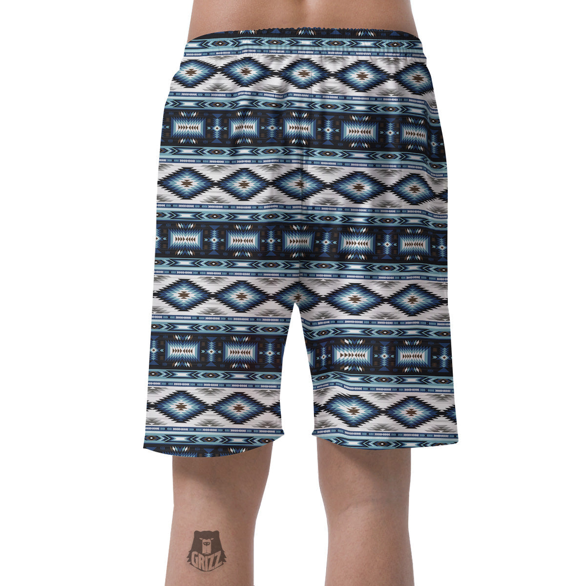 Western Navajo Blue Native Print Men's Shorts-grizzshop