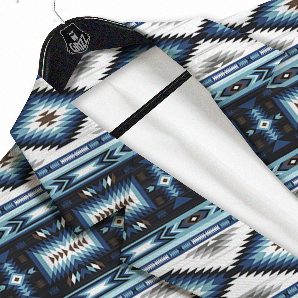 Western Navajo Blue Native Print Men's Sport Coat-grizzshop