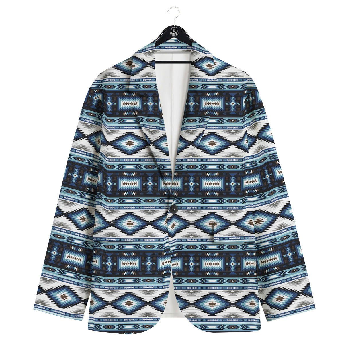 Western Navajo Blue Native Print Men's Sport Coat-grizzshop
