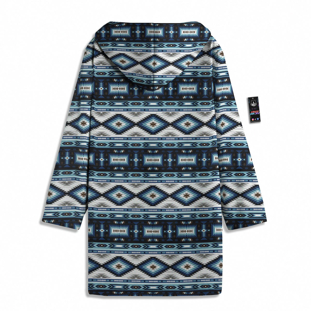 Western Navajo Blue Native Print Men's Windbreaker Jacket