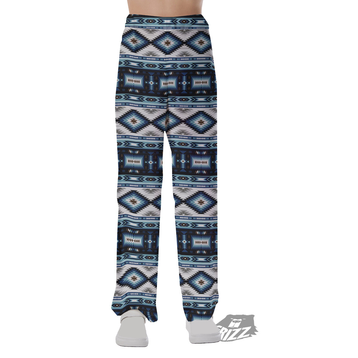 Western Navajo Blue Native Print Pajama Pants-grizzshop