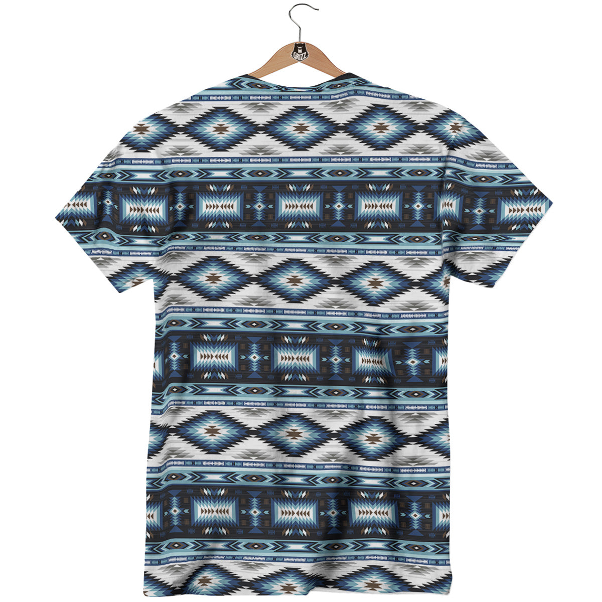Western Navajo Blue Native Print T-Shirt-grizzshop