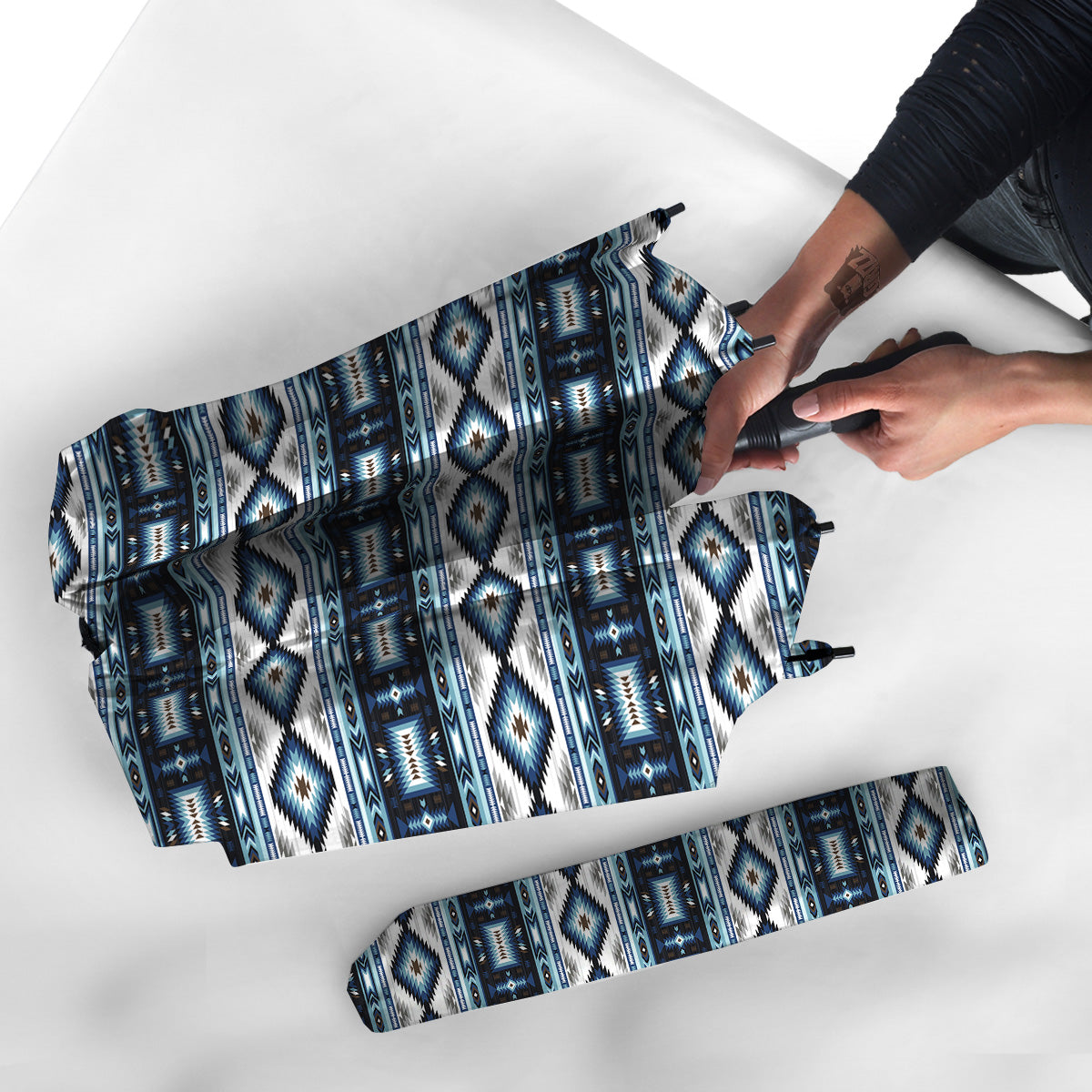 Western Navajo Blue Native Print Umbrella-grizzshop