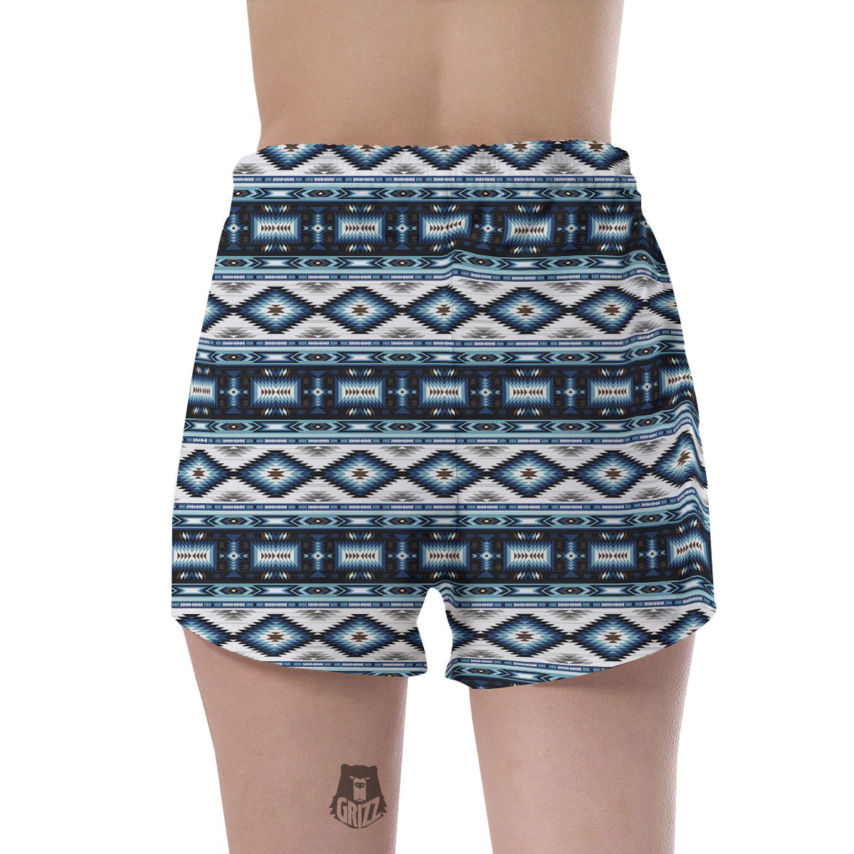 Western Navajo Blue Native Print Women's Shorts-grizzshop