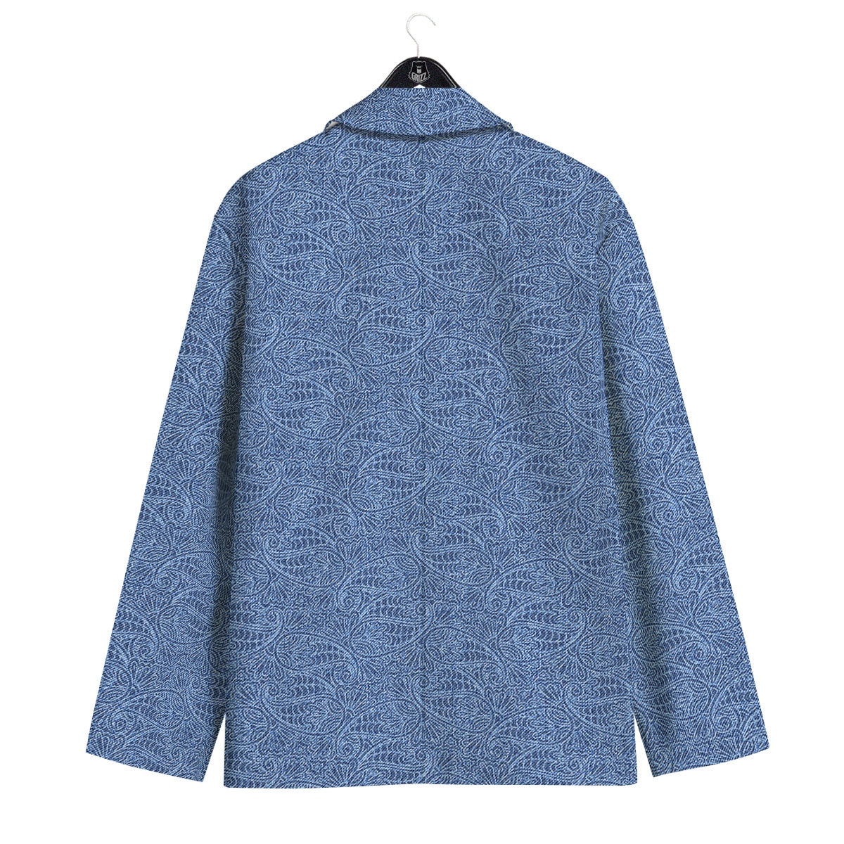 Western Paisley Blue Denim Print Men's Sport Coat-grizzshop