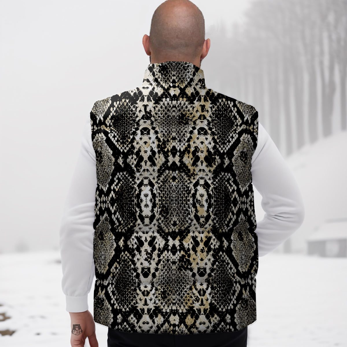 Westie Dog Pattern Print Down Vest-grizzshop