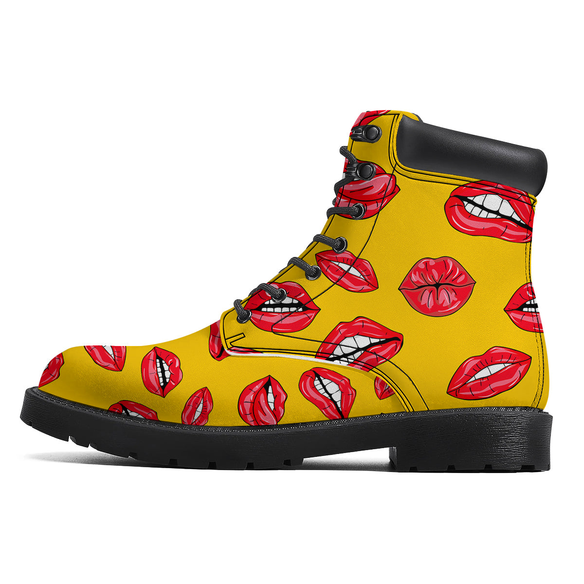Wet Lips Print Pattern Boots-grizzshop