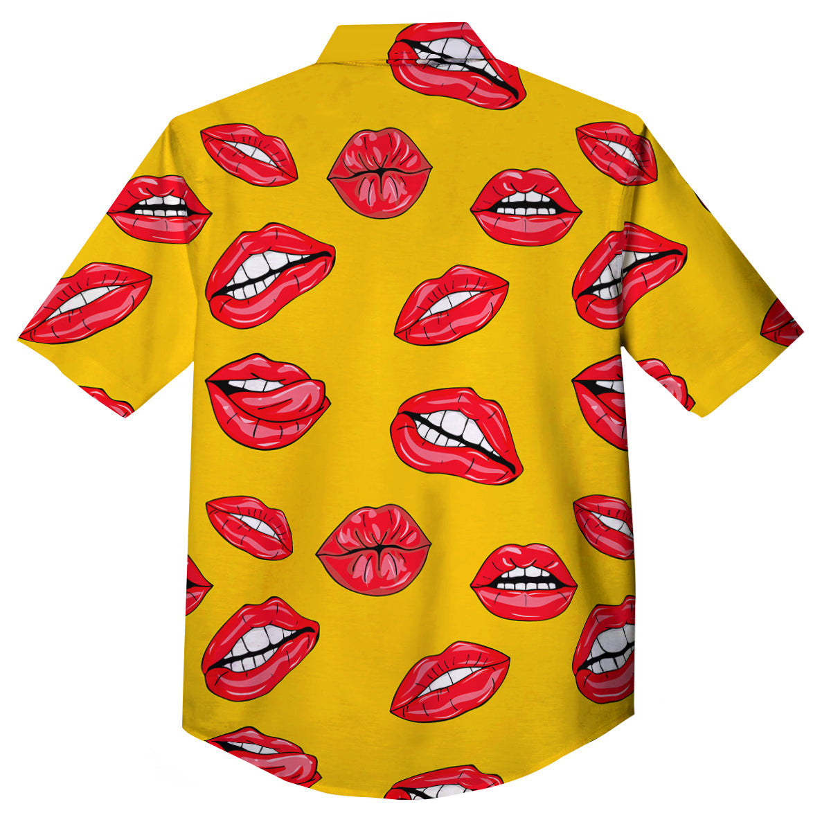 Wet Lips Print Pattern Button Up Shirt-grizzshop
