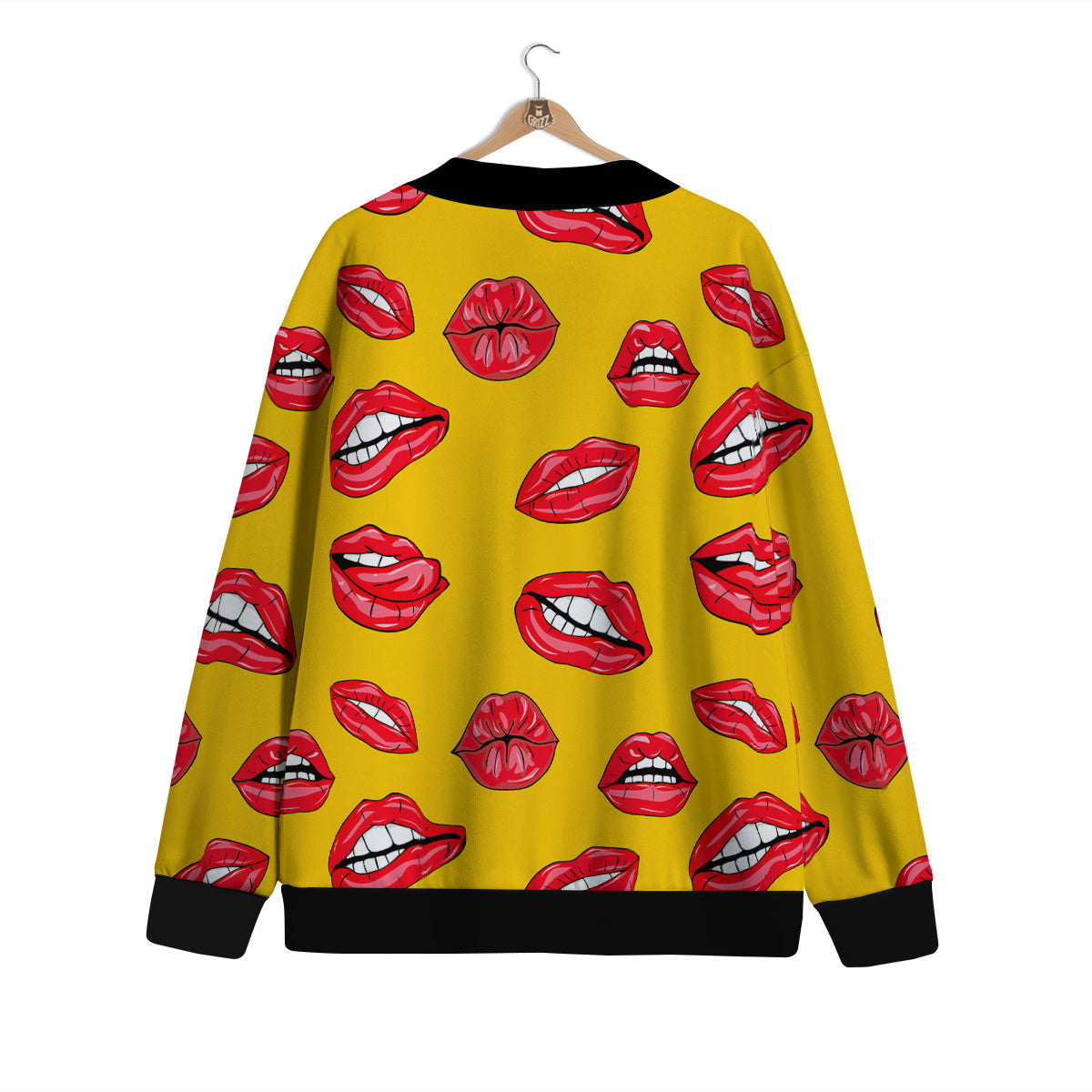 Wet Lips Print Pattern Cardigan-grizzshop