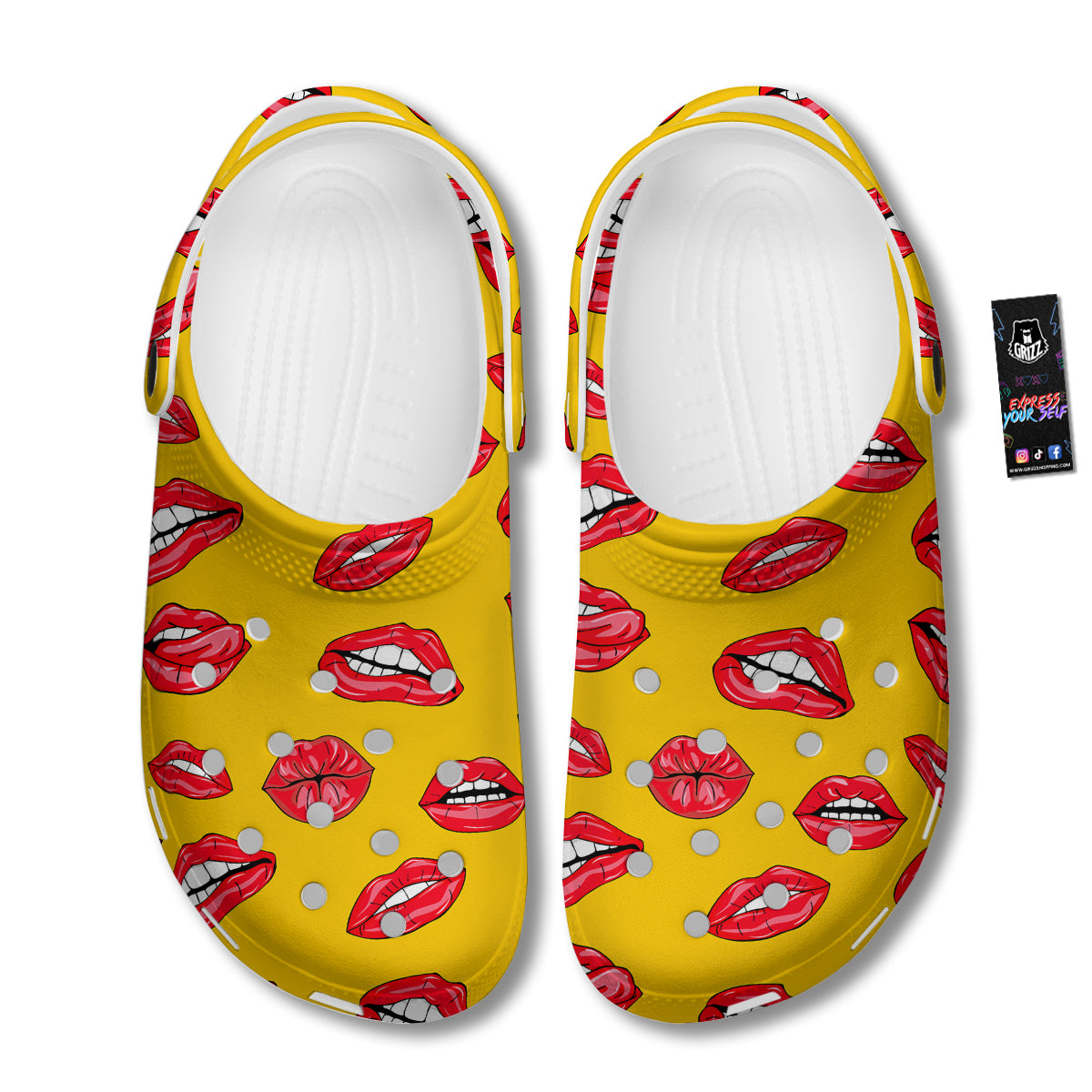 Wet Lips Print Pattern Clog-grizzshop
