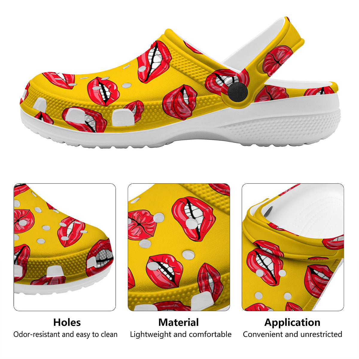 Wet Lips Print Pattern Clog-grizzshop