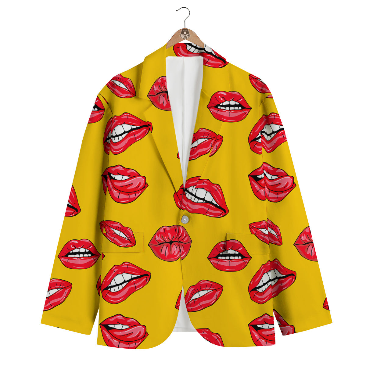 Wet Lips Print Pattern Men's Blazer-grizzshop