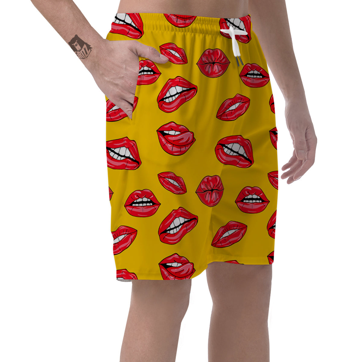 Wet Lips Print Pattern Men's Shorts-grizzshop