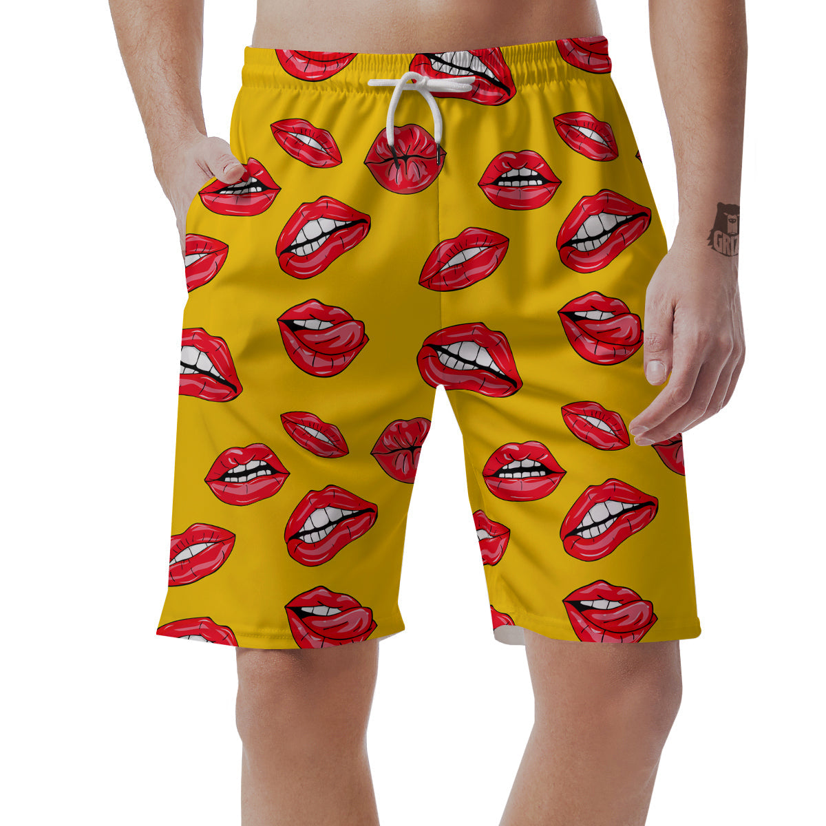Wet Lips Print Pattern Men's Shorts-grizzshop