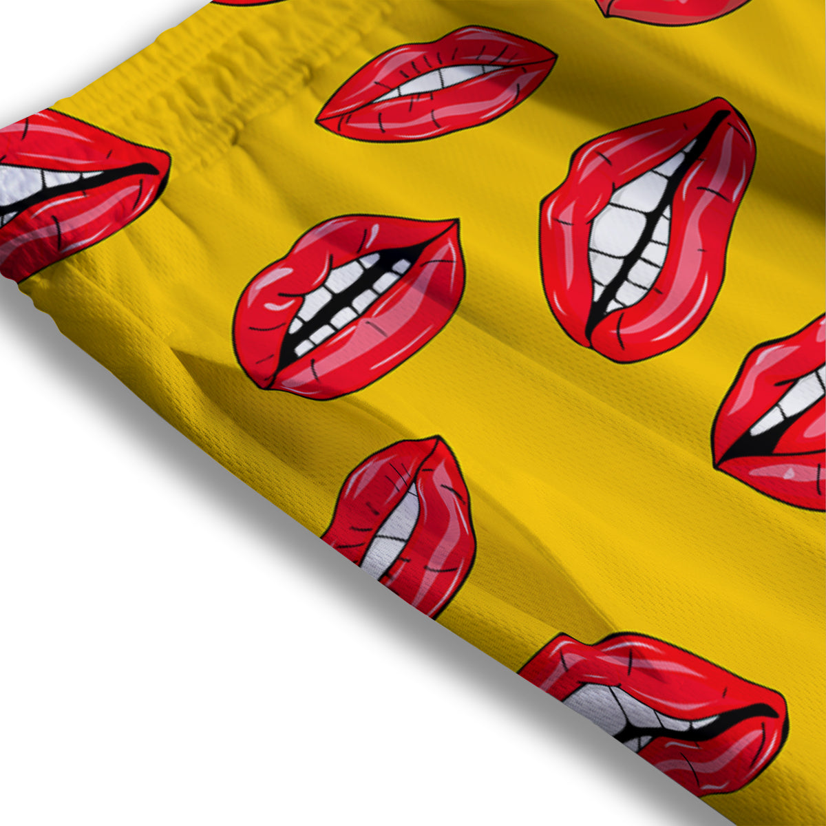 Wet Lips Print Pattern Mesh Shorts-grizzshop