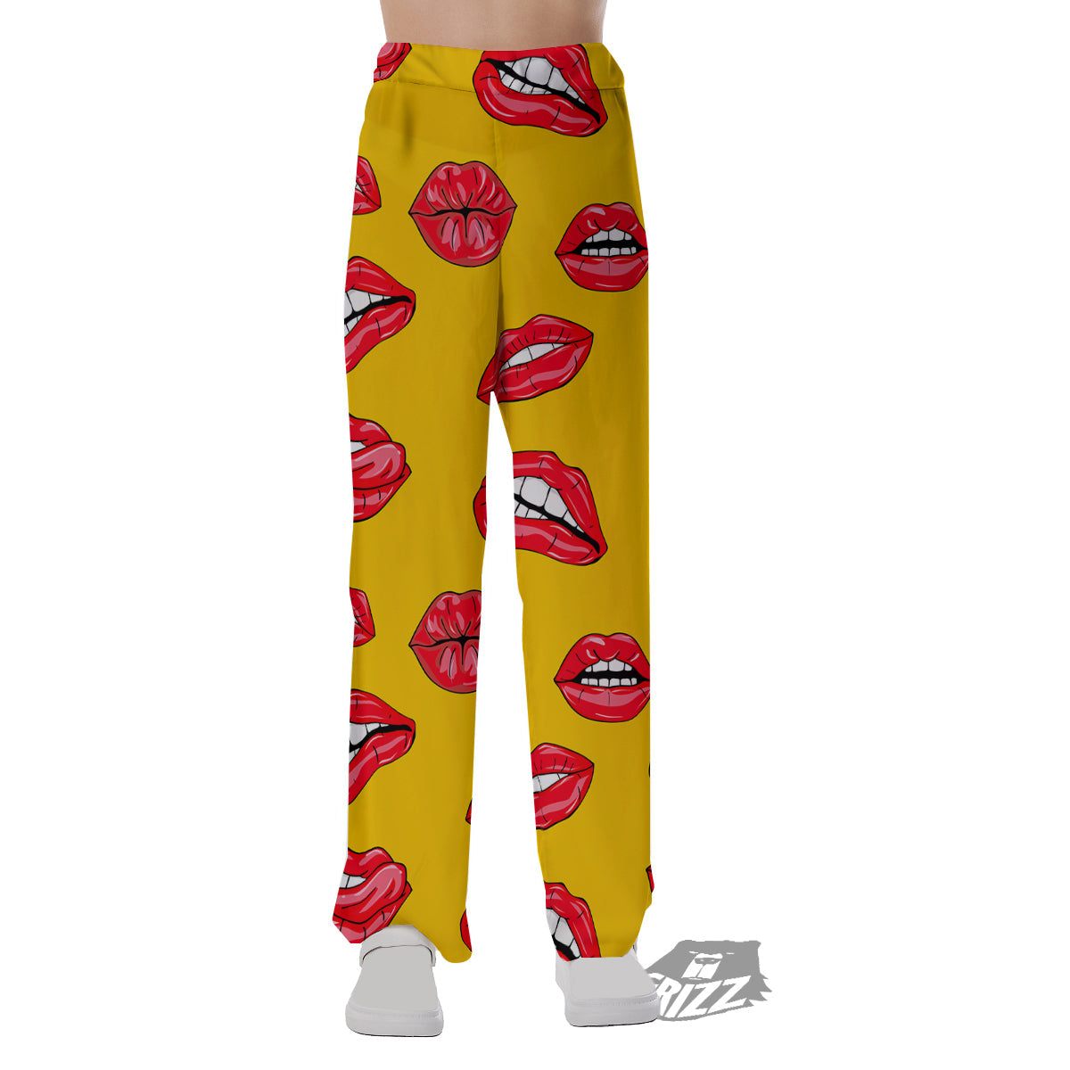 Wet Lips Print Pattern Pajama Pants-grizzshop