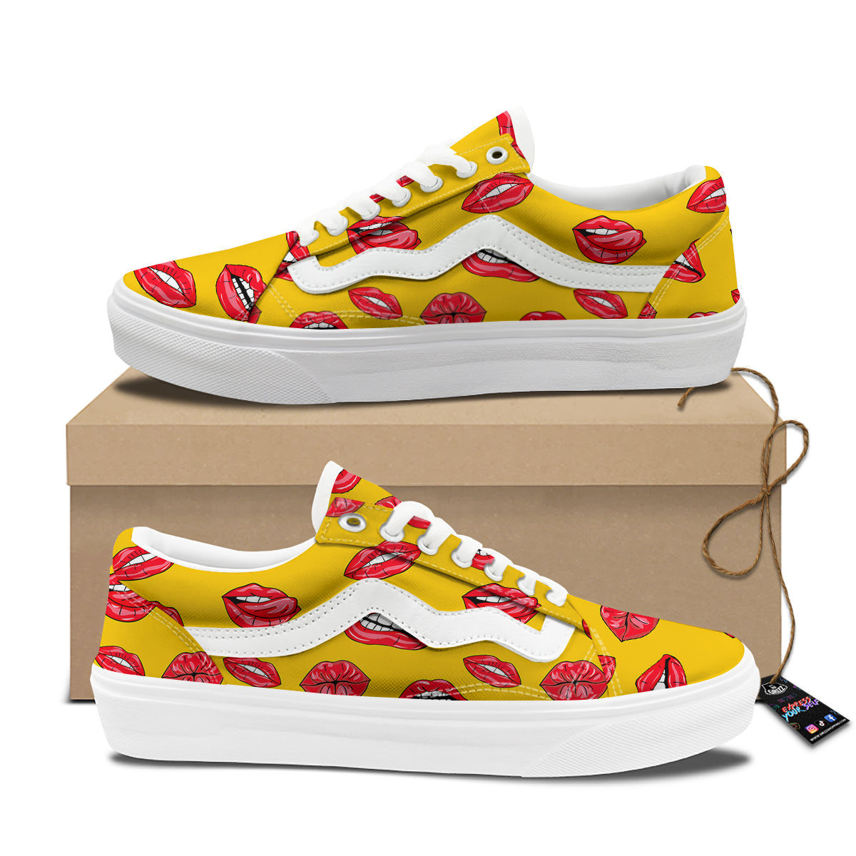 Wet Lips Print Pattern Skate Shoes-grizzshop