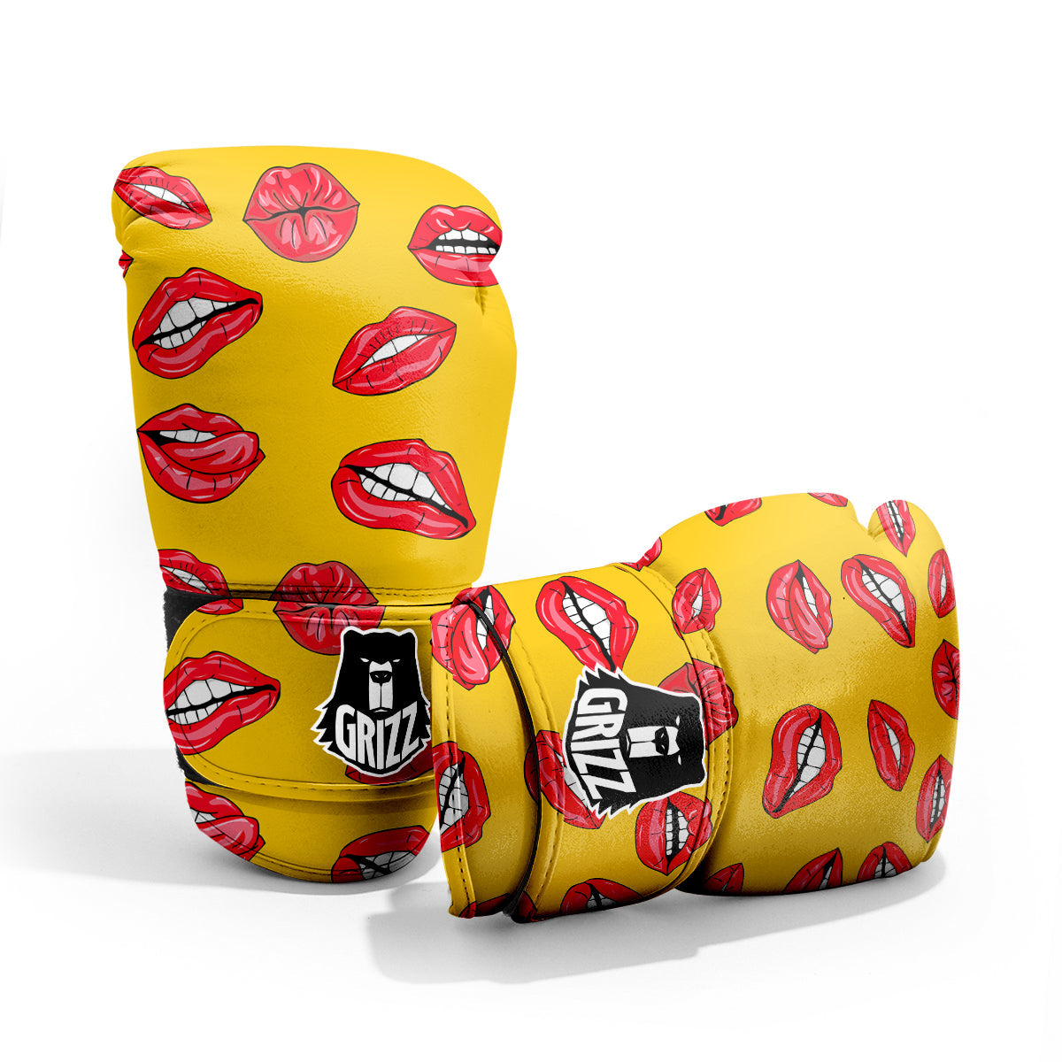 Wet Lips Print Pattern Sparring Gloves-grizzshop