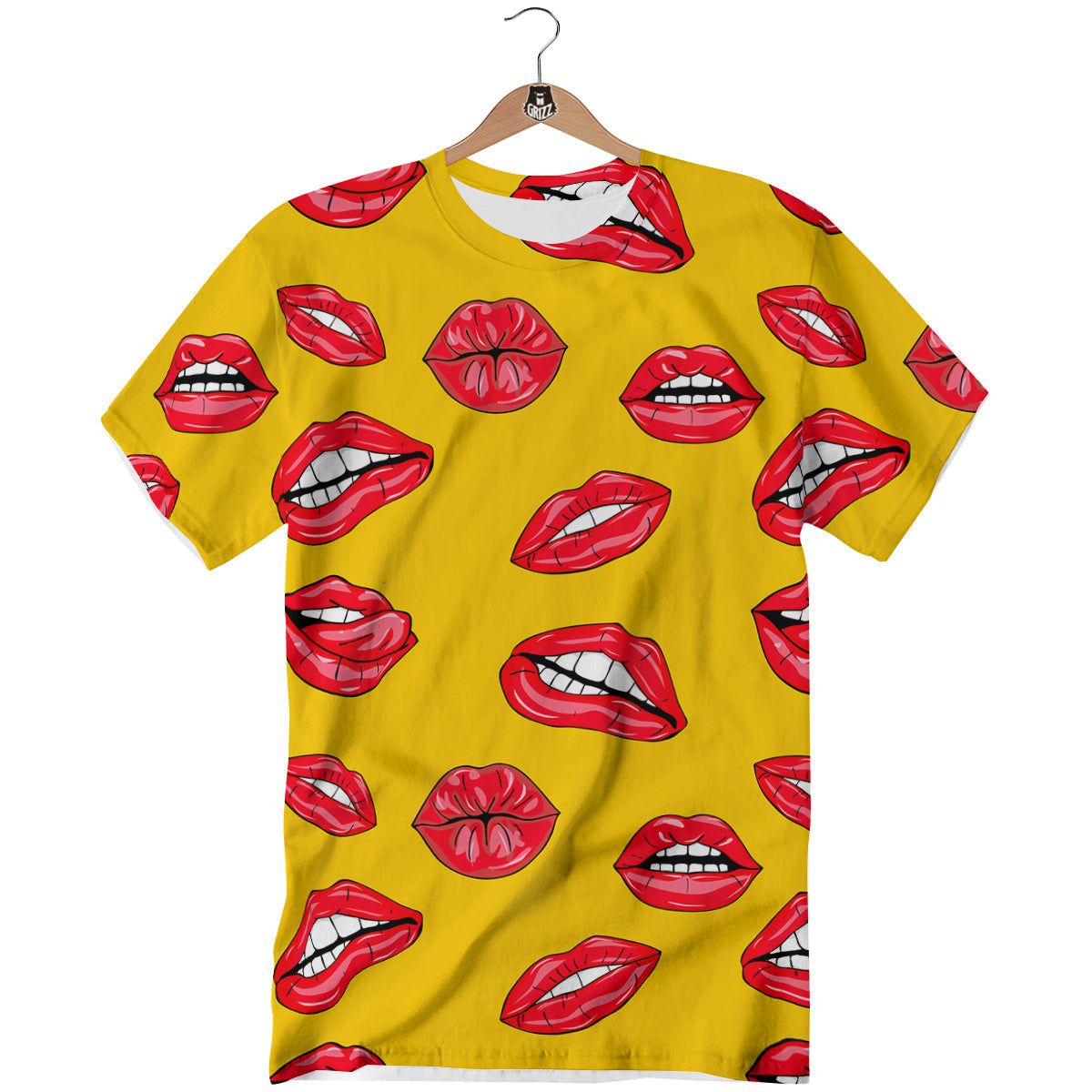 Wet Lips Print Pattern T-Shirt-grizzshop