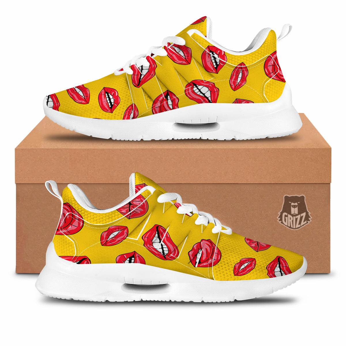 Wet Lips Print Pattern Tennis Shoes-grizzshop