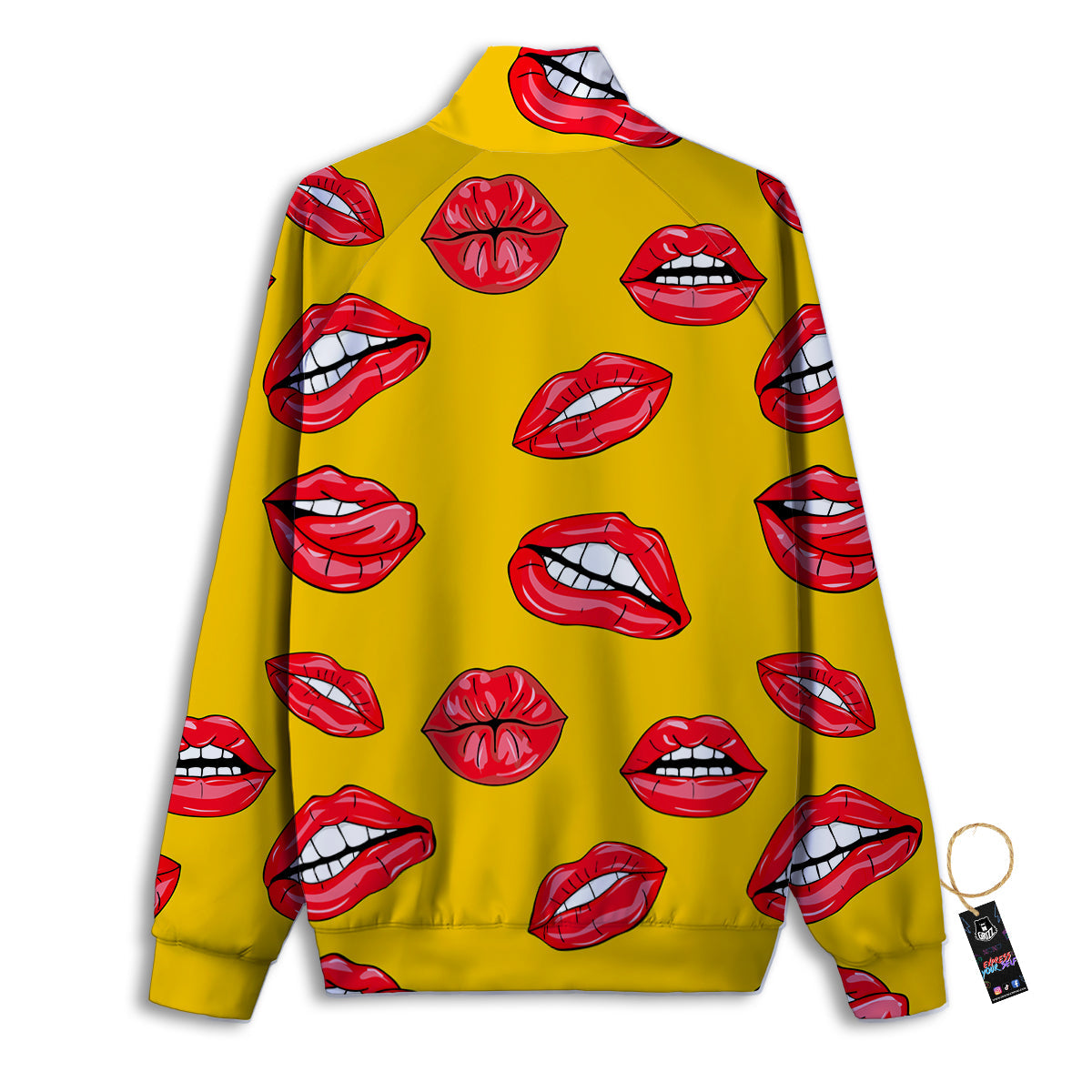 Wet Lips Print Pattern Track Jacket-grizzshop