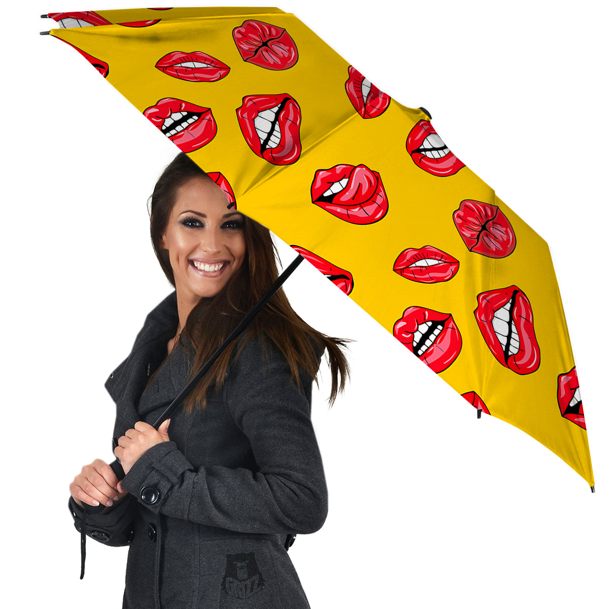 Wet Lips Print Pattern Umbrella-grizzshop