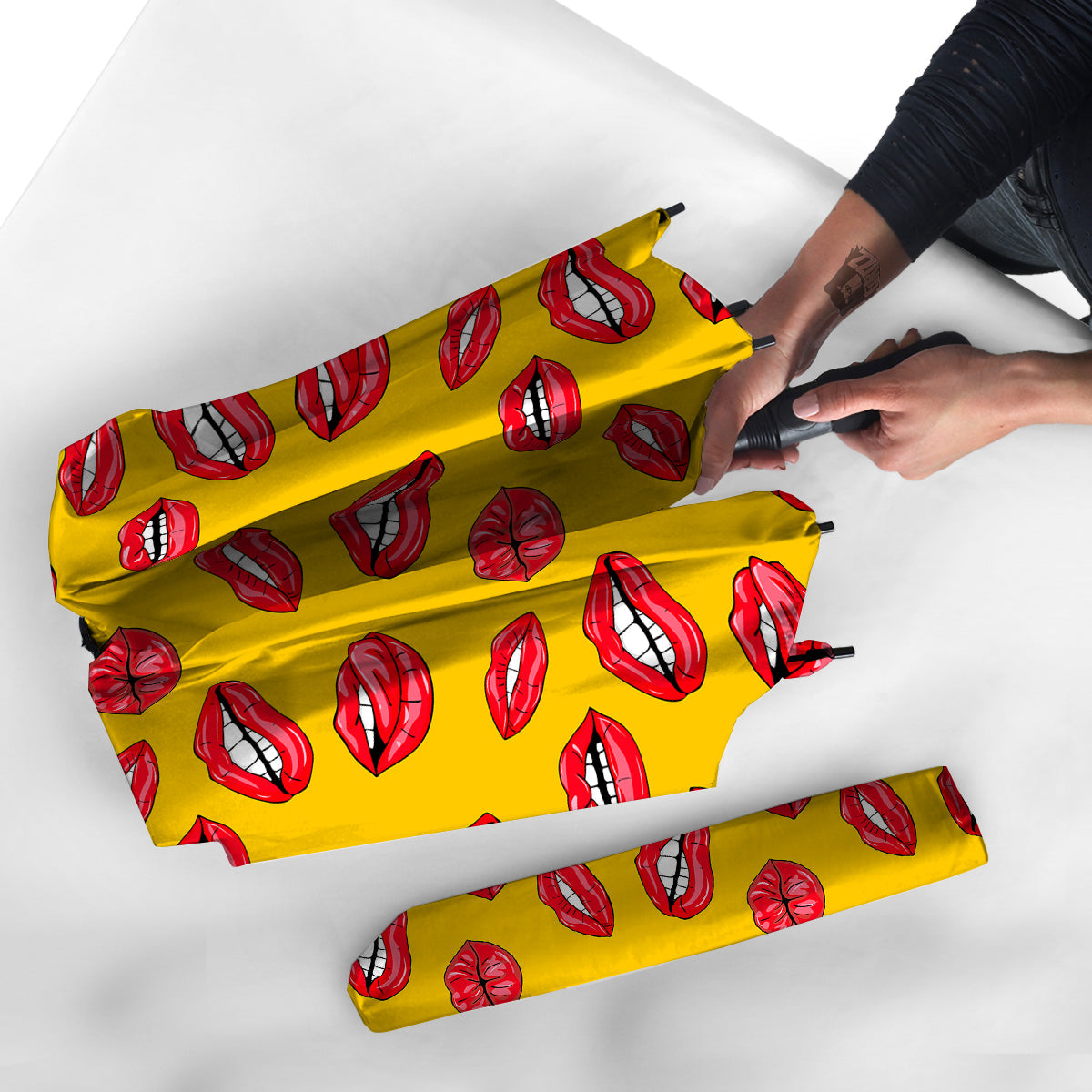 Wet Lips Print Pattern Umbrella-grizzshop