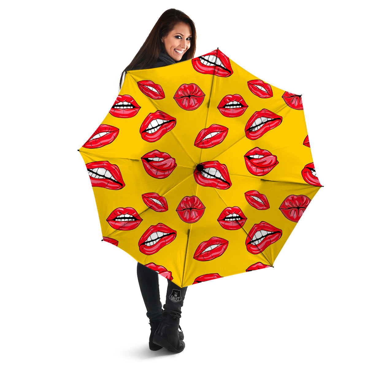 Wet Lips Print Pattern Umbrella-grizzshop