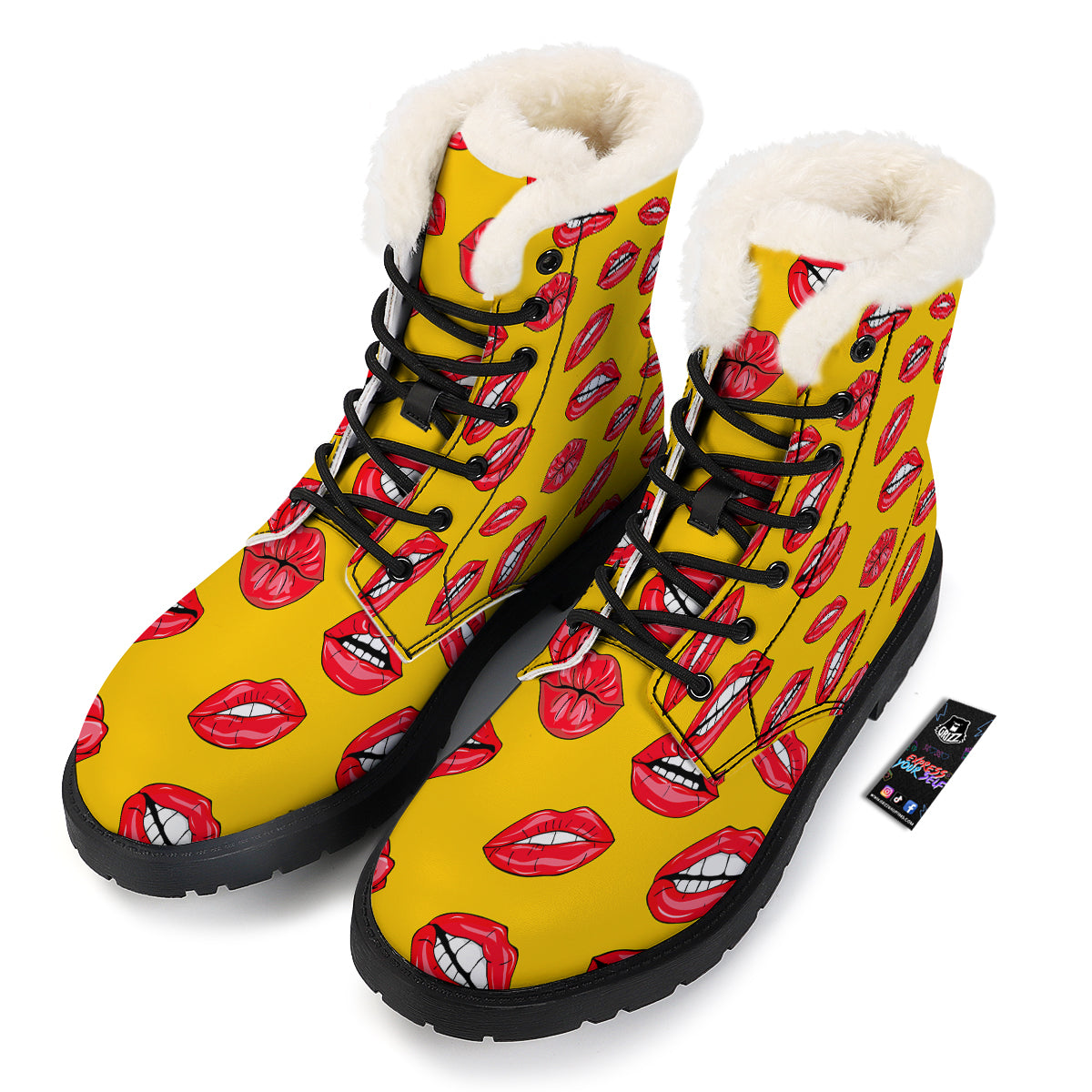 Wet Lips Print Pattern Winter Boots-grizzshop