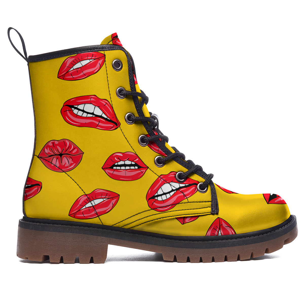 Wet Lips Print Pattern Work Boots-grizzshop