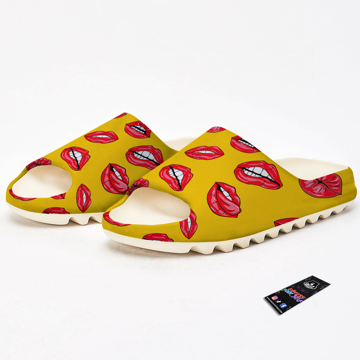 Wet Lips Print Pattern Sandals-grizzshop