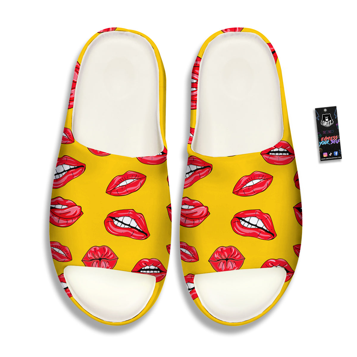 Wet Lips Print Pattern Sandals-grizzshop