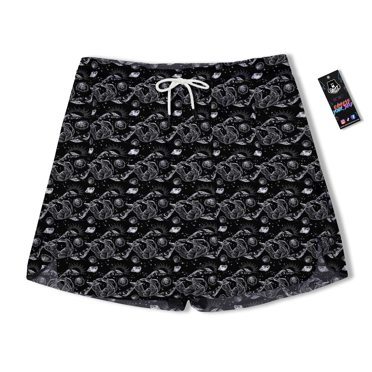 Whales and Dolphin Boho Print Pattern Men's Running Shorts-grizzshop