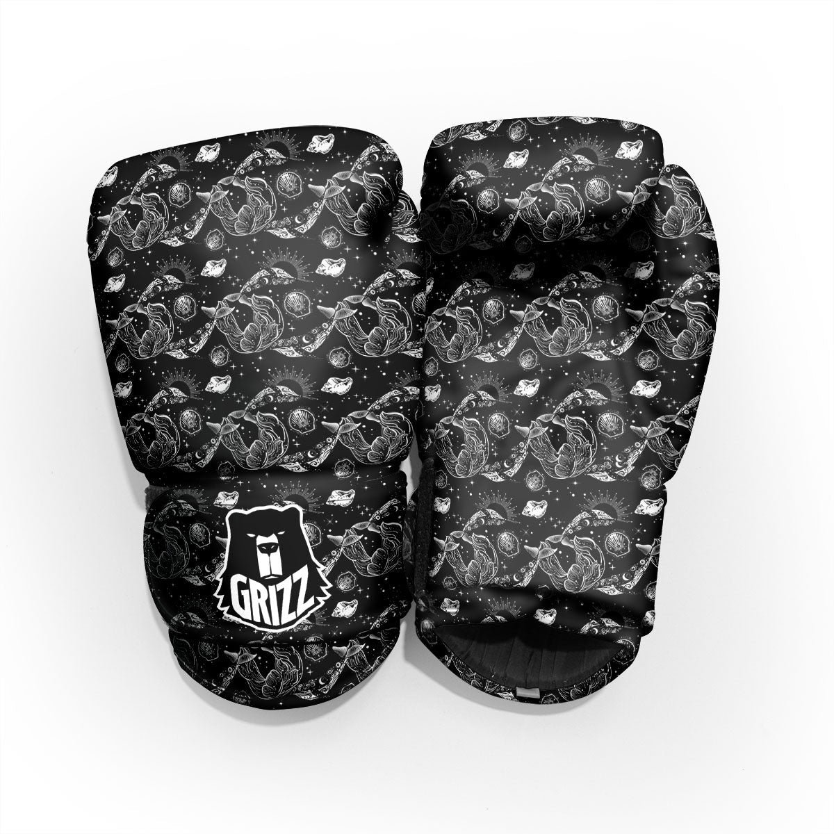 Whales and Dolphin Boho Print Pattern Pro Boxing Glove