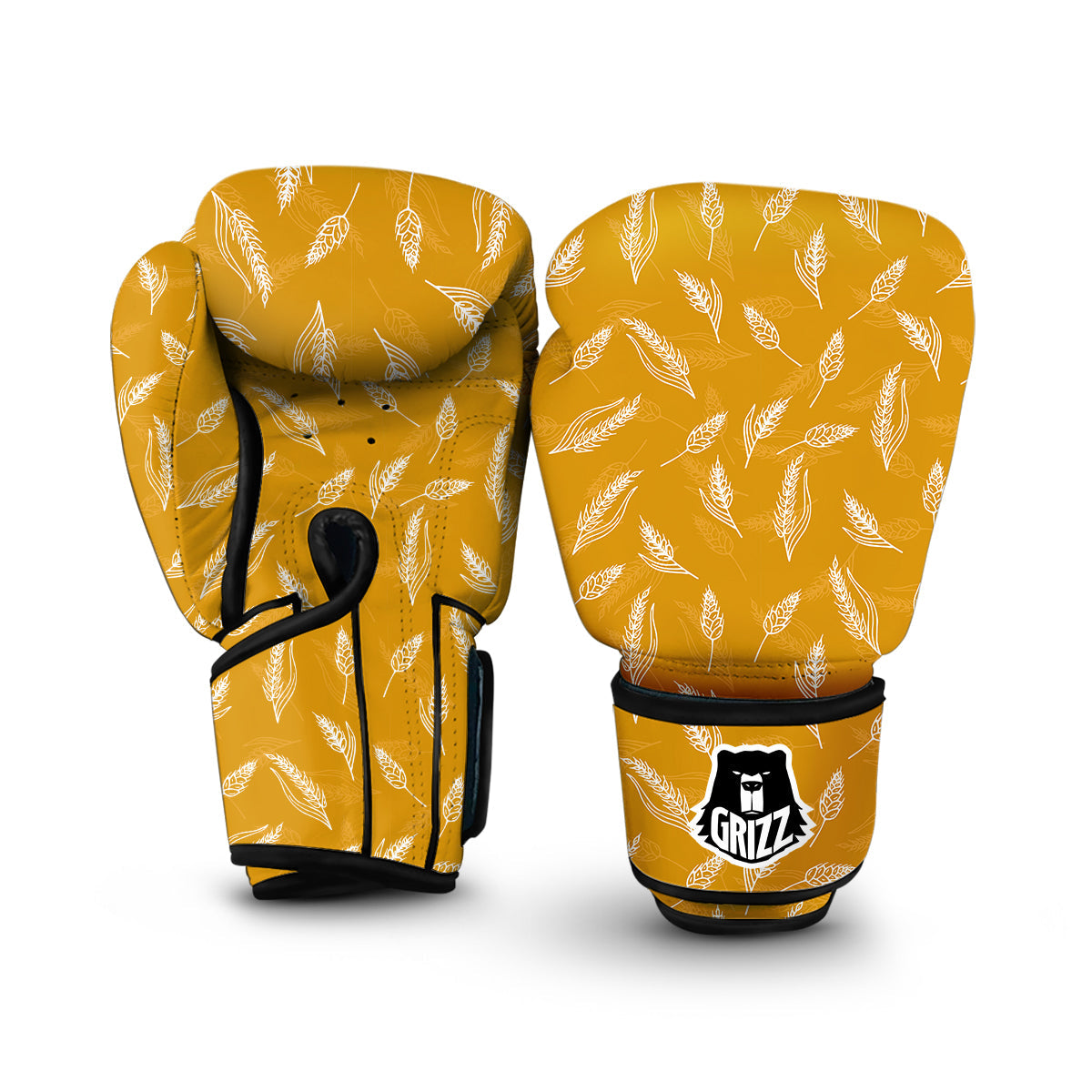 Wheat Hand Drawn Print Pattern Boxing Gloves-grizzshop