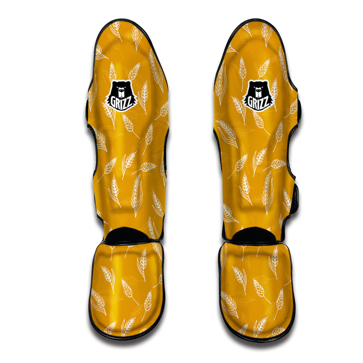 Wheat Hand Drawn Print Pattern Muay Thai Shin Guards-grizzshop